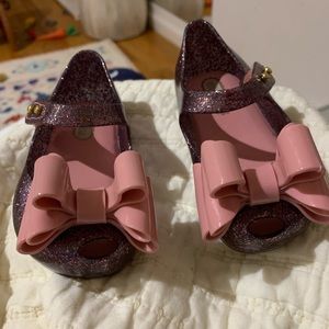 Mini Melissa glitter purple/pink shoes! Size T6!